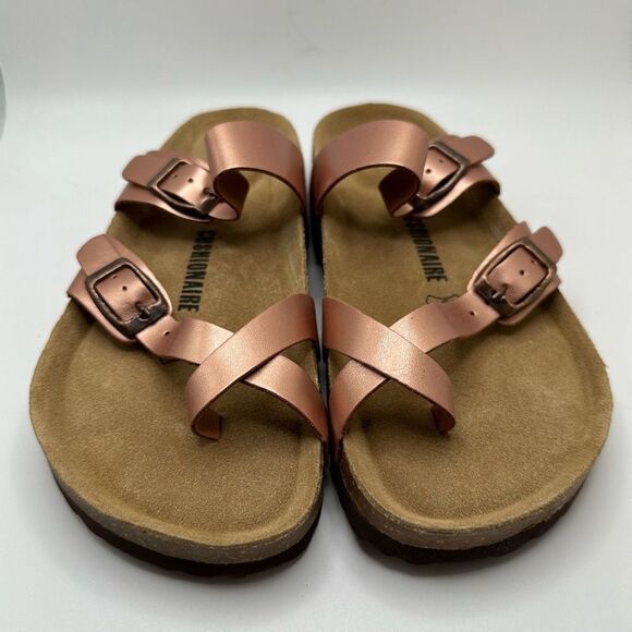 CUSHIONAIRE Women's Cork Footbed Sandal With +Comfort 7 WIDE ROSE GOLD - Picture 2 of 7